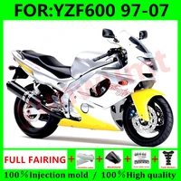 motorcycle injection abs kit fairings for yamaha yzf 600 1997 2007 yzf600 97 99 00 03 04 05 07 bodywork fairing silver yellow
