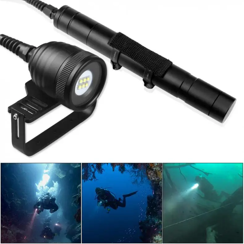 

DIV10W Waterproof 4500 Lumens 6x XM-L2 (U2) LED Underwater 200m with 5 Modes Diving Flashlight Support Professional Diving