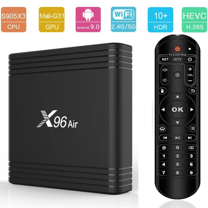 5 шт. X96 воздуха Android 9 0 ТВ Box Amlogic S905X3 двухъядерный процессор Wi Fi 4 ГБ 64 HDR голос