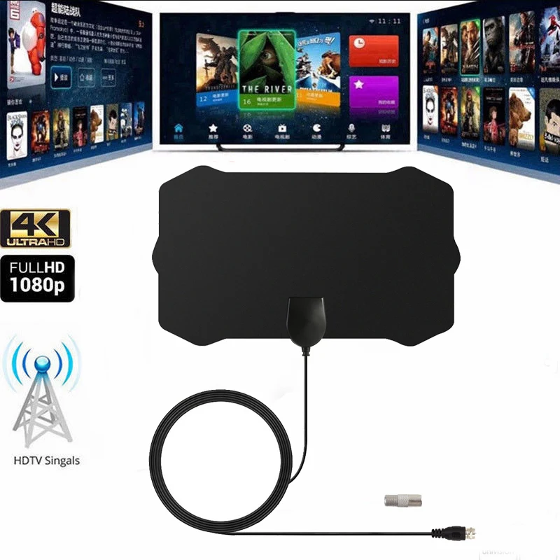 Приемник 50 милей диапазон цифрового ТВ HD 4K антенна F порт/ТВ усилитель порта 1080p