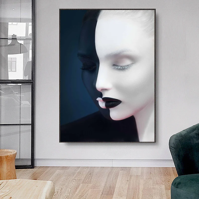 Абстрактная портретная живопись Черно-белые лица художественные картины на