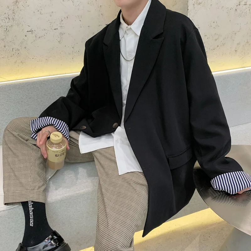 Новинка Осень зима 2019 корейская мода Повседневный костюм куртка однотонная