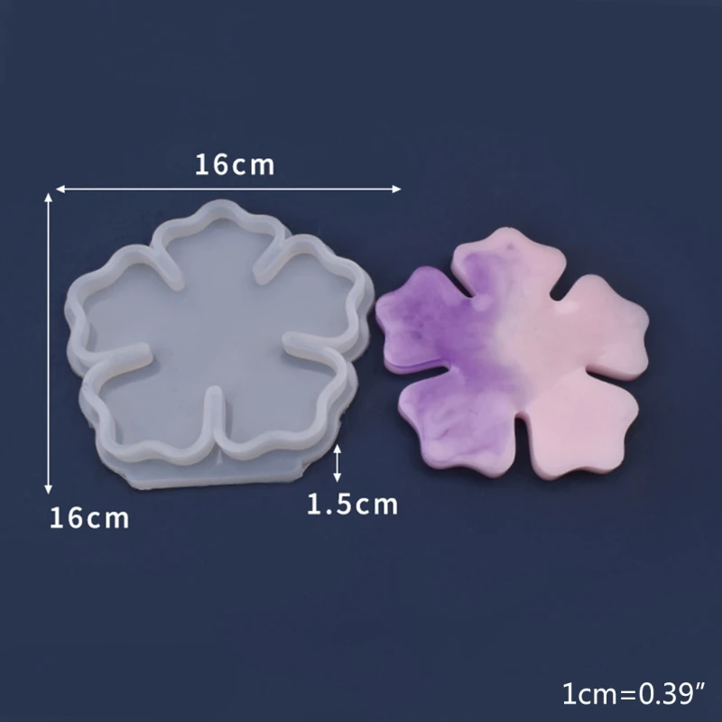

Crystal Epoxy Resin Mold Cherry Blossom Coaster Silicone Mould DIY Crafts Cup Mat Pad Making Tool