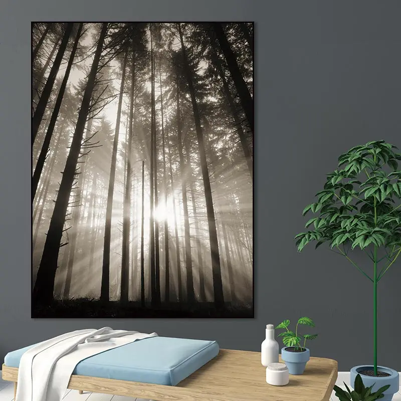 BANMU скандинавский лес холст живопись солнце абстрактный надпись гостиная пейзаж