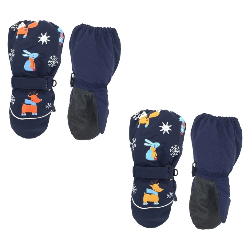 

Winter New Children Print Cartoon Deer Rabbit Thickening Ski Gloves Kids Windproof Waterproof Non-slip Long-sleeved Mittens A2UB