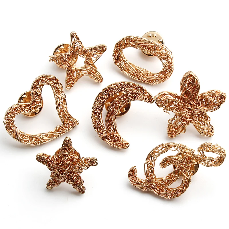 Металлическая брошь золотистого цвета луна звезда в форме музыкальной ноты