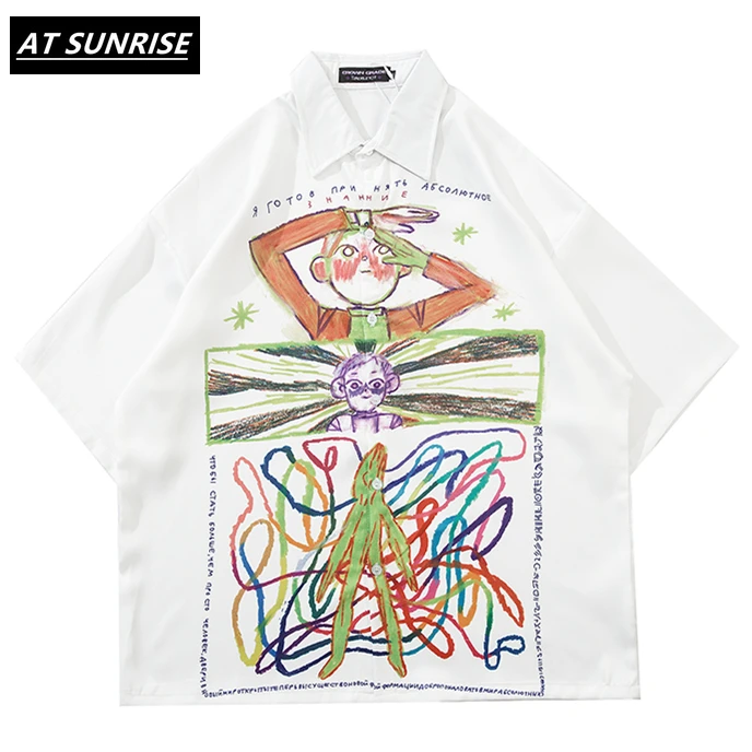 Гавайская пляжная рубашка для мужчин с принтом железной цепи хип хоп Харадзюку