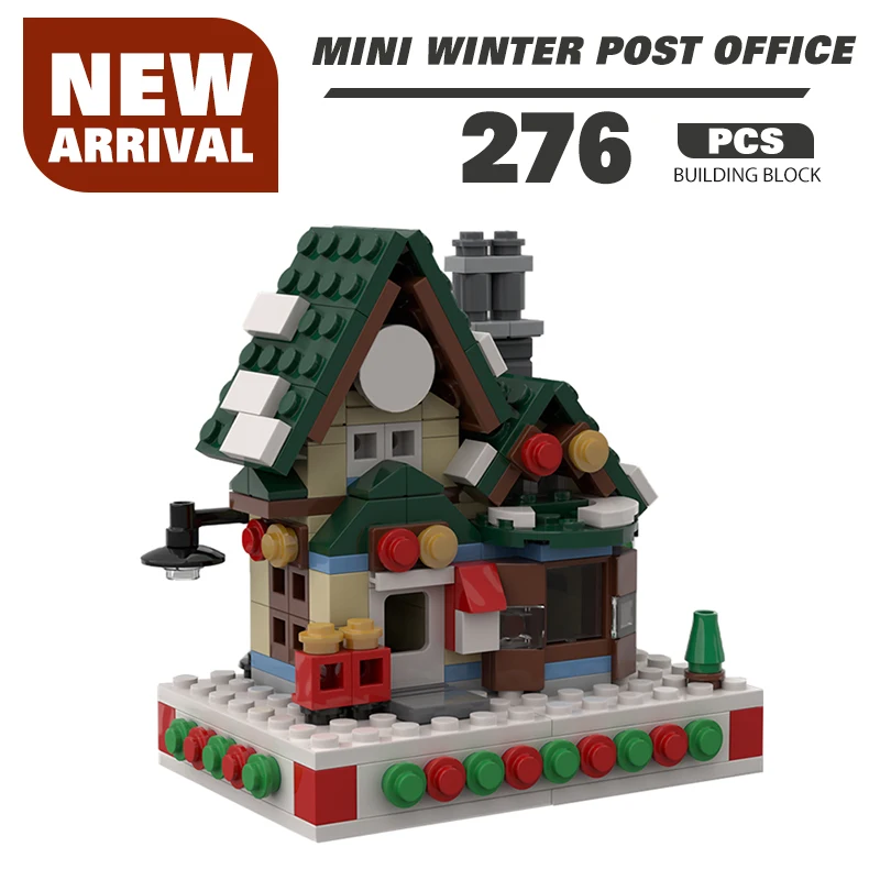 

Moc City Architecture Mini Winter Post Office Christmas Decorations Building Blocks City Street View Educational Children's Toys