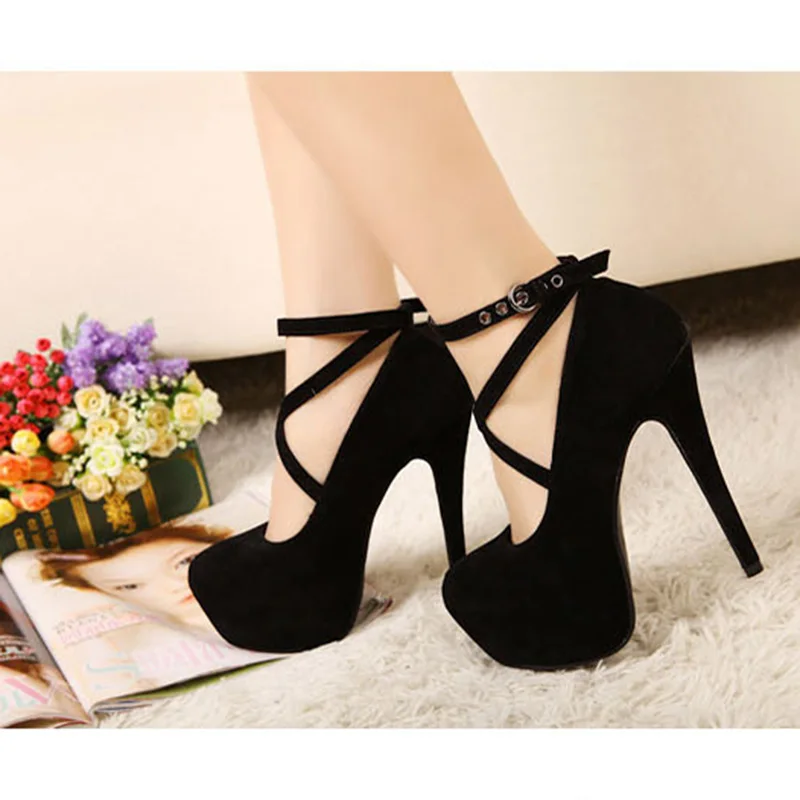 

Hot Fashion New high-heeled shoes woman pumps wedding party shoes platform fashion women shoes high heels 11cm suede black