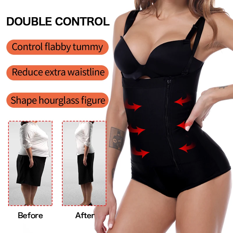 Plus Size Latex Women's Body Shaper Slimming Underwear Post Liposuction Girdle Clip Bodysuit Waist Shaper Reductoras Shapewear