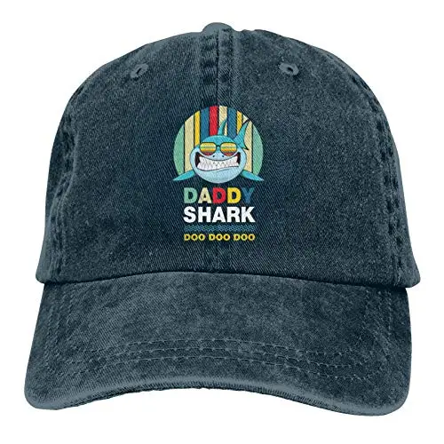 

Daddy Shark Unisex Baseball Cap Washed Denim Adjustable Dad Hat