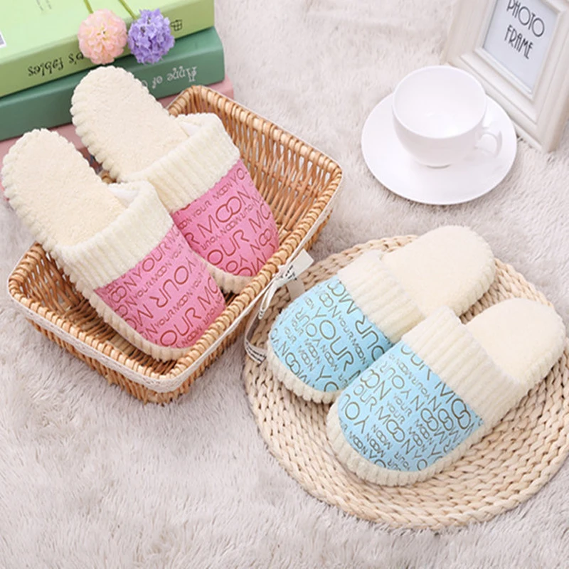

Winter Home Warrm Slippers Women Men Soft Indoor Slippers Warm Cotton-Padded Lovers Home Slippers Indoor Warm Shoes For Bedroom