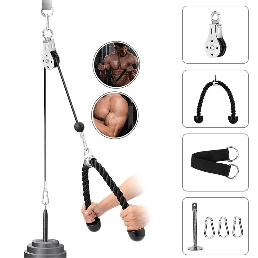 

1set Hand Training Portable Easy Install Fitness Pulley Cable System Equipment DIY Sport Smooth Stainless Steel Home Workout