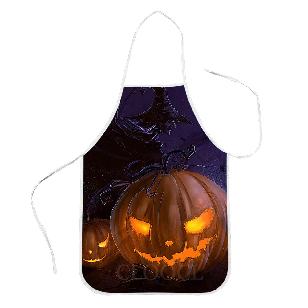 

Тематические фартуки CLOOCL на Хэллоуин, черная ведьма, тыква, фонарик, принт на Хэллоуин, полиэстер, Кухонные фартуки для выпечки, праздничный ...