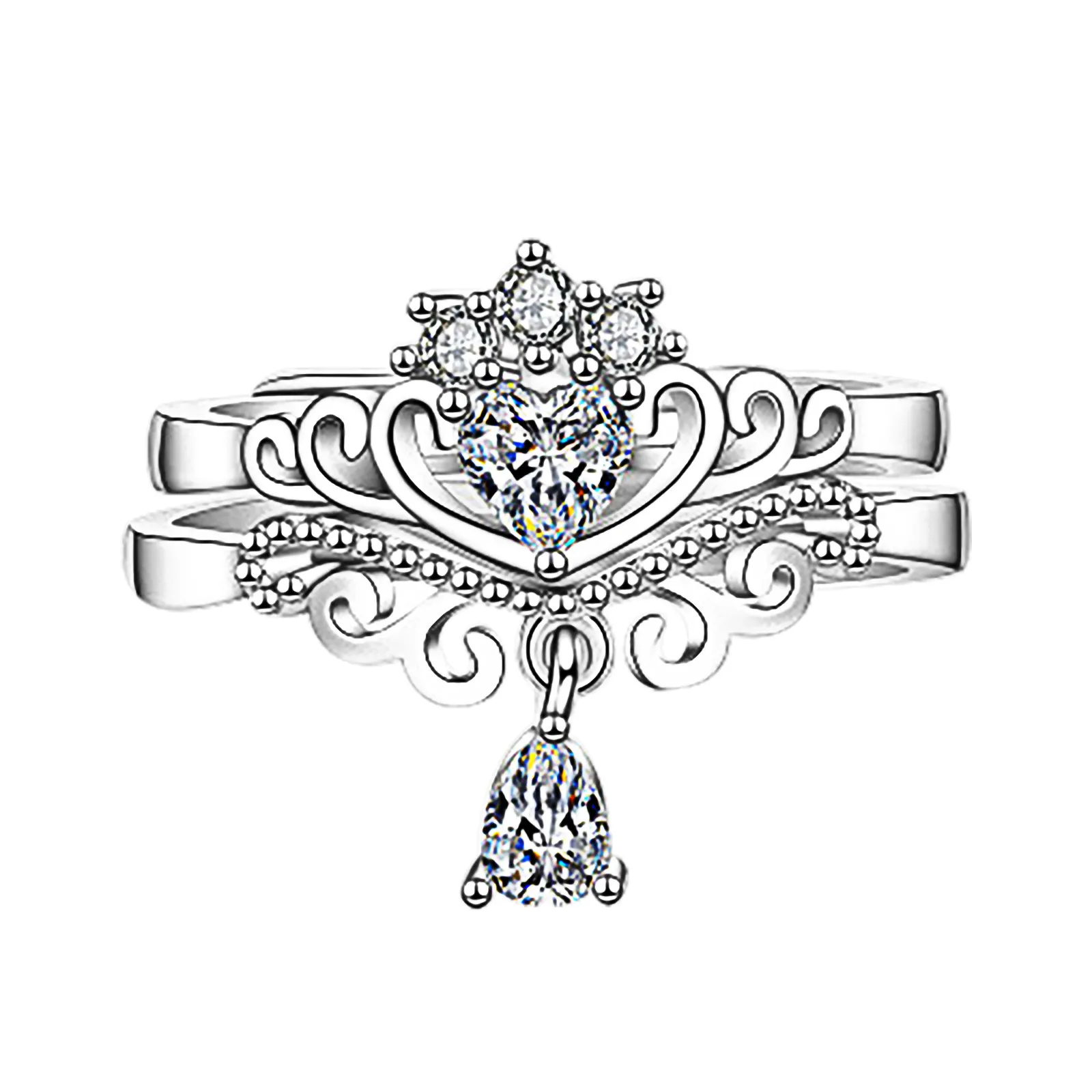 Модное популярное женское кольцо с бриллиантами корона сердце для танцев