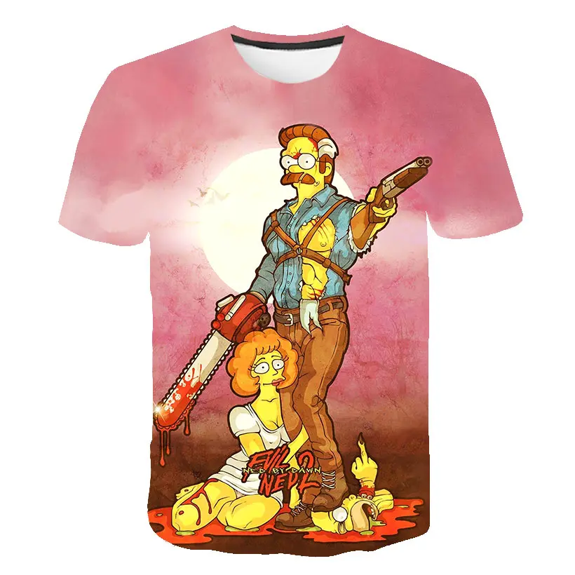 Новинка 2020 года Летняя футболка с симпсоном футболки объемным аниме забавные