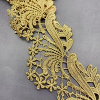 3 yards new gold embroidery lace childrens clothing 9 4cm wide gold yellow lace barcode clothing accessories