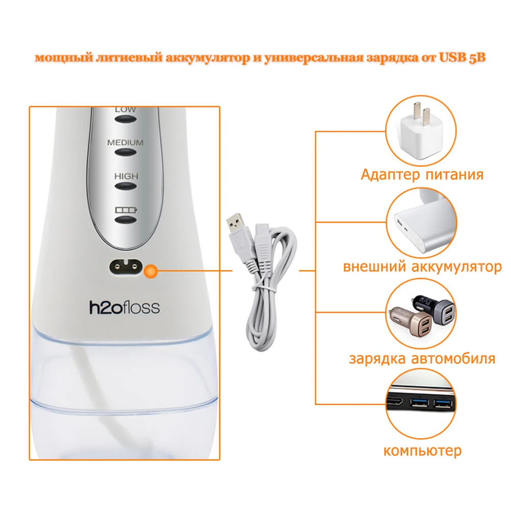 Ирригатор для полости рта USB Перезаряжаемый водный Флоссер переносная зубная