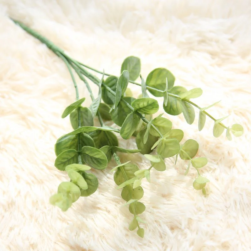 Round leaves Retro fake flower Eucalyptus tree faux foliage Modern branch Artificial Decorations | Дом и сад