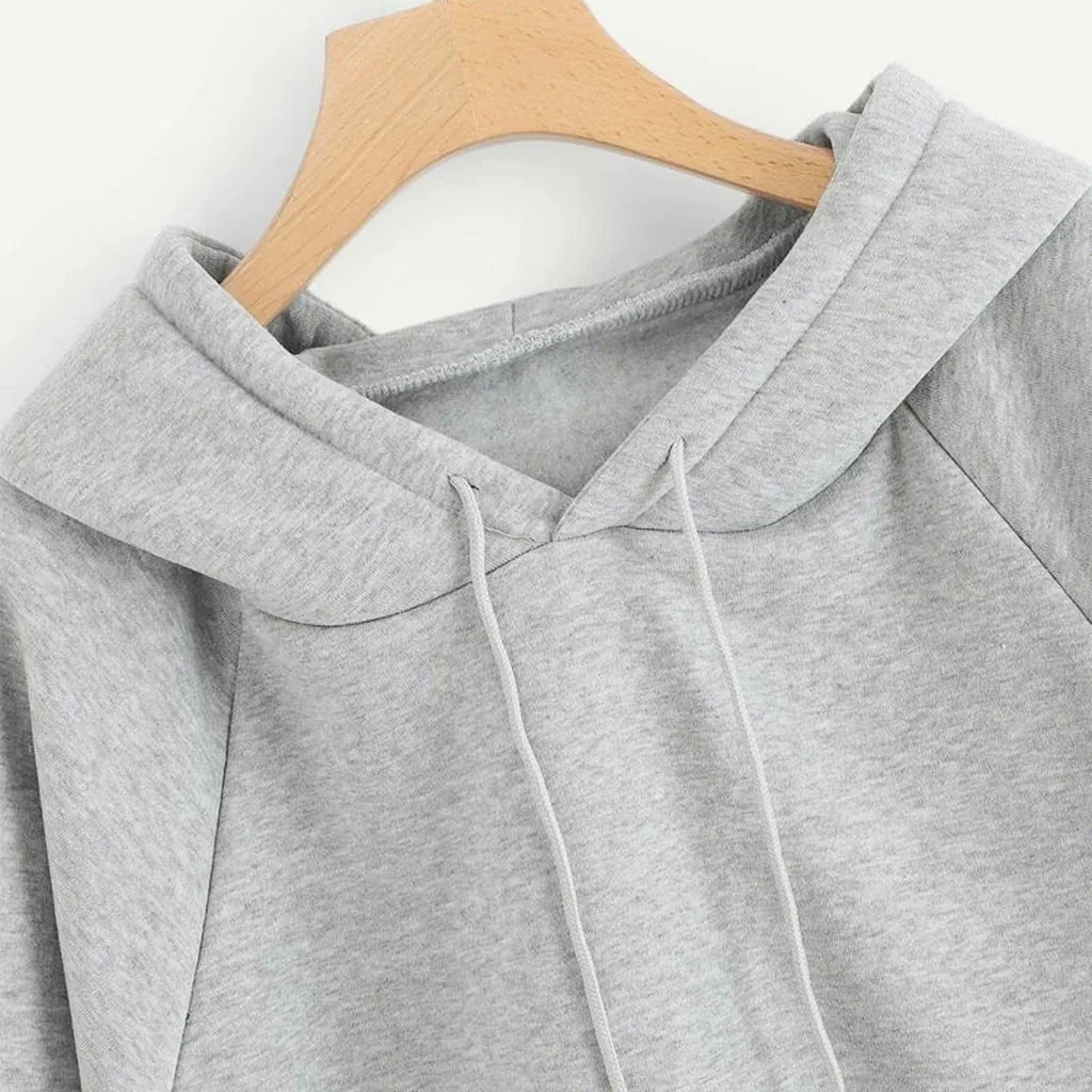 Women's Casual Solid Color Hooded Pocket Long Sleeve Pullover Sweatshirt sudadera mujer толстовка женская