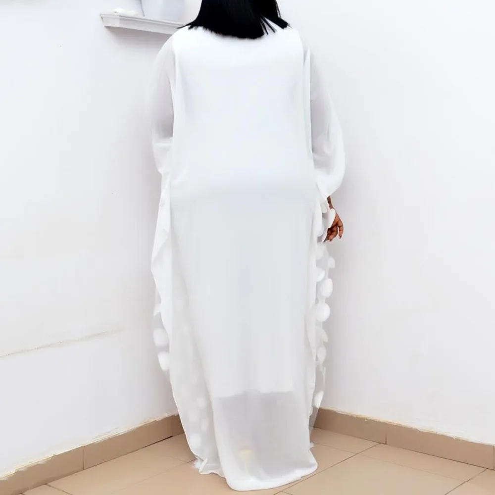 

2021 Spring Summer Women's Dress New Fashion Leisure Africa Large Round Neck Flower Bat Sleeve Robe plus curve Dress