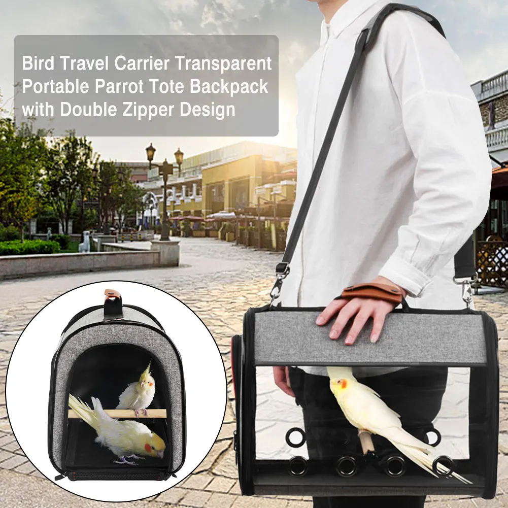 

Bird Travel Carrier Transparent Portable Parrot Tote Backpack With Double Zipper Design Bird House Dog Bed Mat Bird Cage Pet Bed