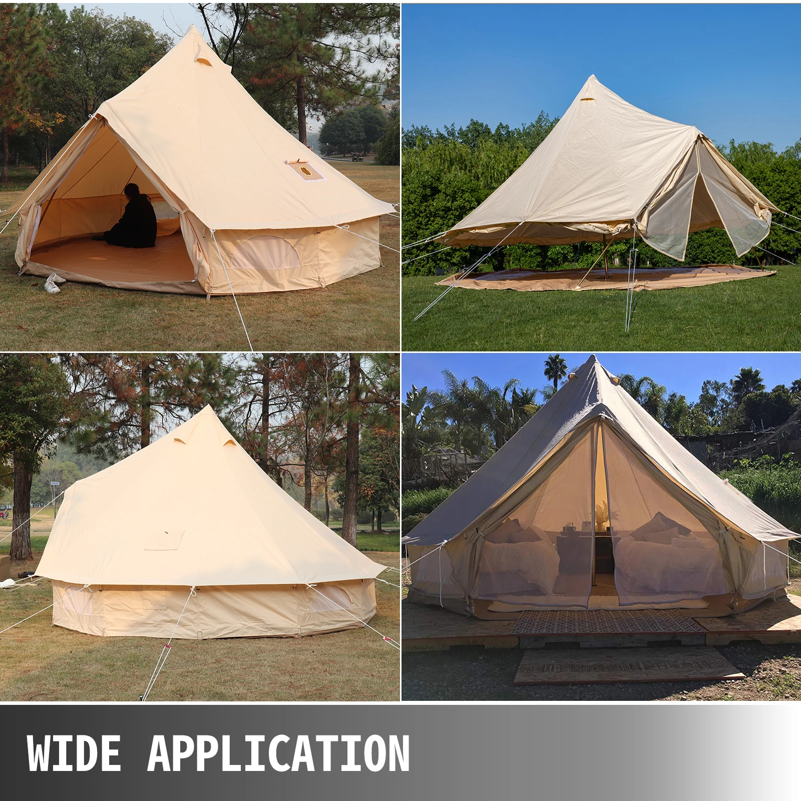 Preise VEVOR Glocke Zelt Baumwolle Leinwand Zelt 9,84 Ft Mit Wand Herd Jacke Glamping Zelt Familie Camping 4 Saison Wasserdichte Jurte Zelt