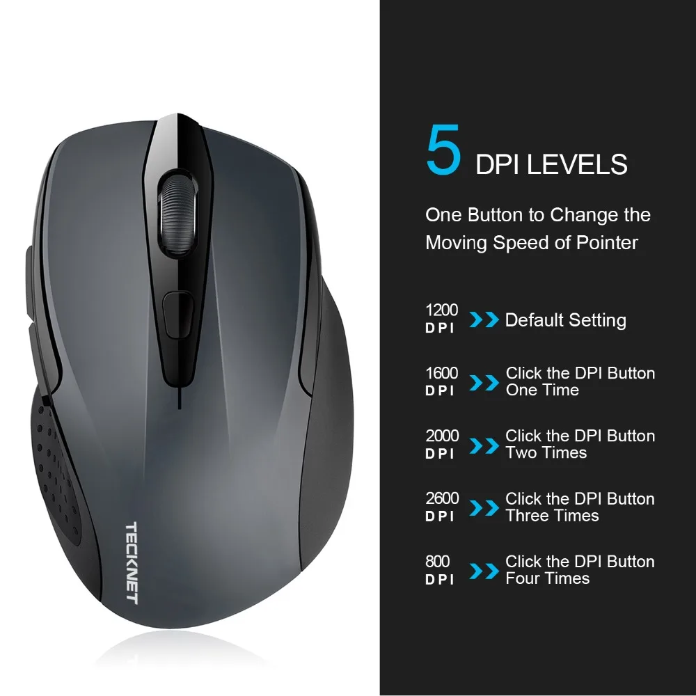 TeckNet 2600 dpi беспроводная мышь компьютерная Bluetooth мышь PC Mause эргономичная мышь 3,0 USB оптическая мышь для ноутбука ПК