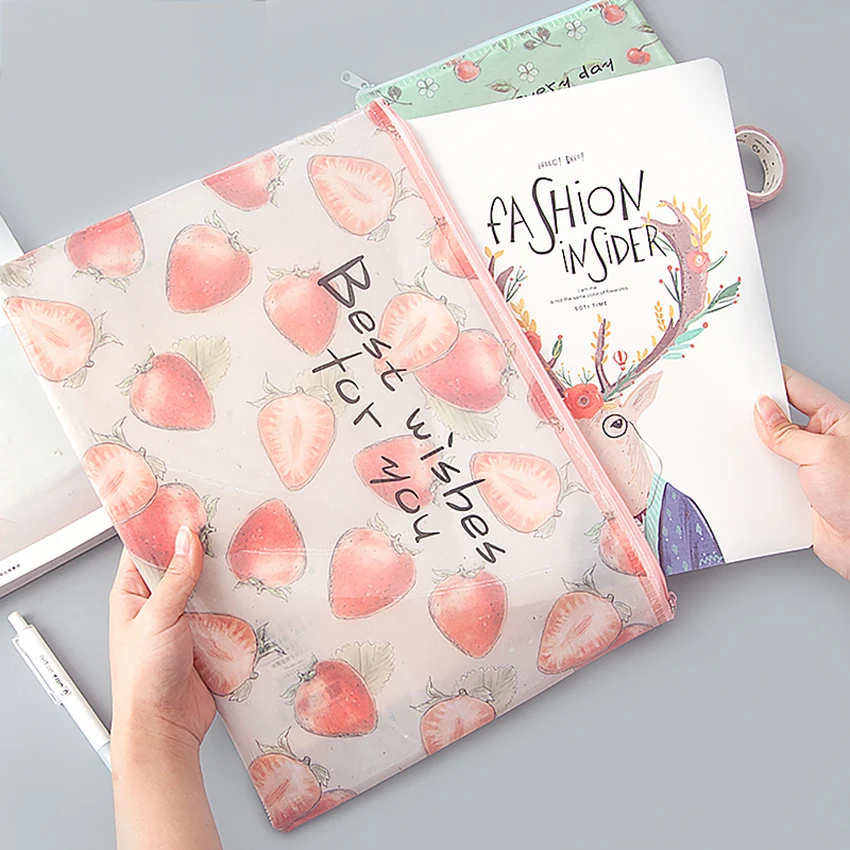 A4/A5/B6/Mini симпатичная прозрачная папка для файлов на молнии бумажная книжка