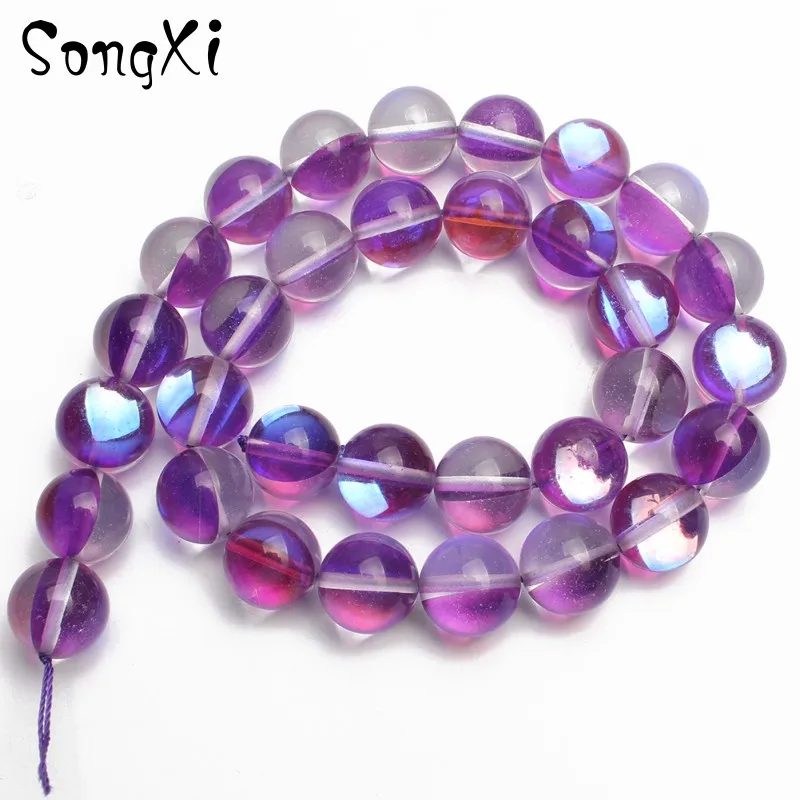 Натуральные фиолетовые блестящие хрустальные бусины 6 8 10 12 мм гладкие круглые