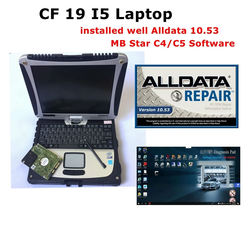 

Toughbook For Panasonic 4GB CF19 I5 CPU Laptop + Mb SD Connect C4 C5 Software v2021.08 + Alldata 10.53 1TB HDD/SSD Ready To Use