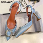 Туфли-лодочки Aneikeh женские на высоком каблуке, украшенные металлическими элементами, с острым носком, в стиле пэчворк, весна-осень 2021