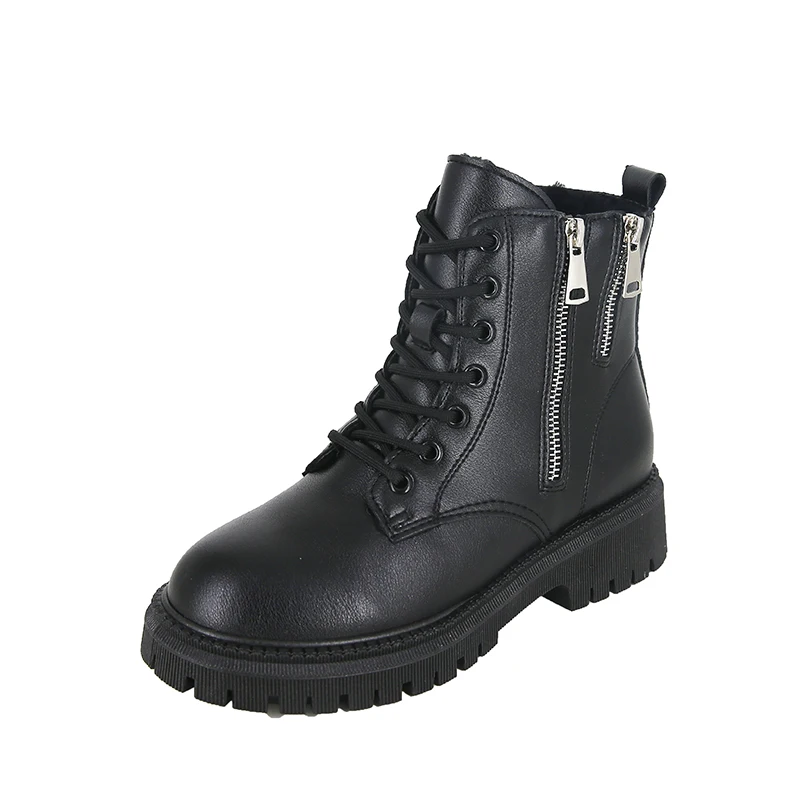 

Women Winter Marten Boots High Quality Leather Ankle Boots Zipper Design Platform Boots Fashion Lady Casual Shoes Short Boots