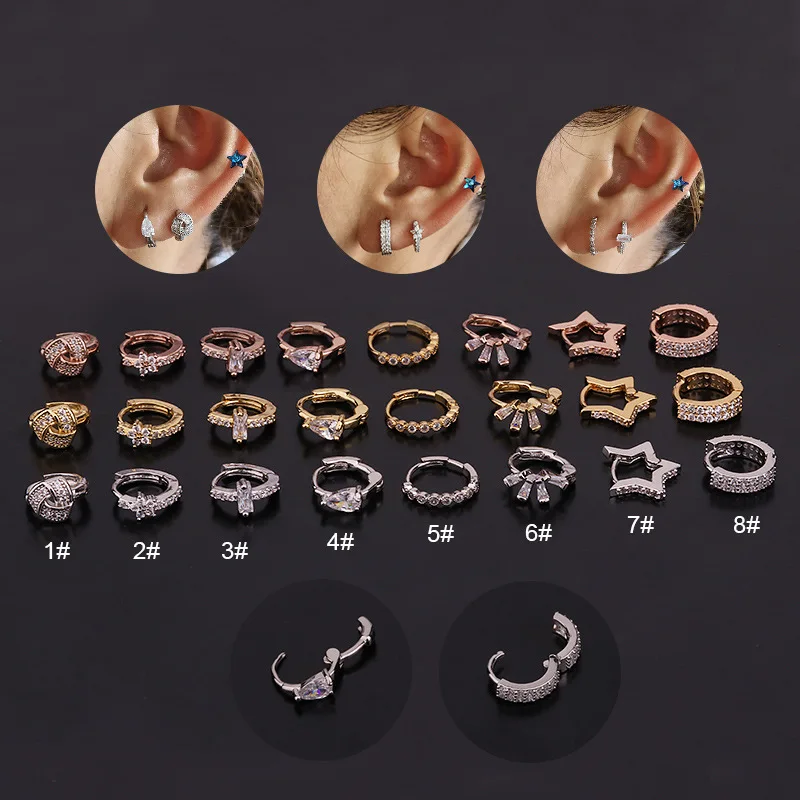 Серьги-гвоздики для ушей с цирконом 1 шт. | Украшения и аксессуары