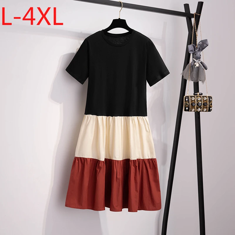 Женское летнее платье с коротким рукавом и круглым вырезом размеры L XL 2XL 3XL 4XL 55-100