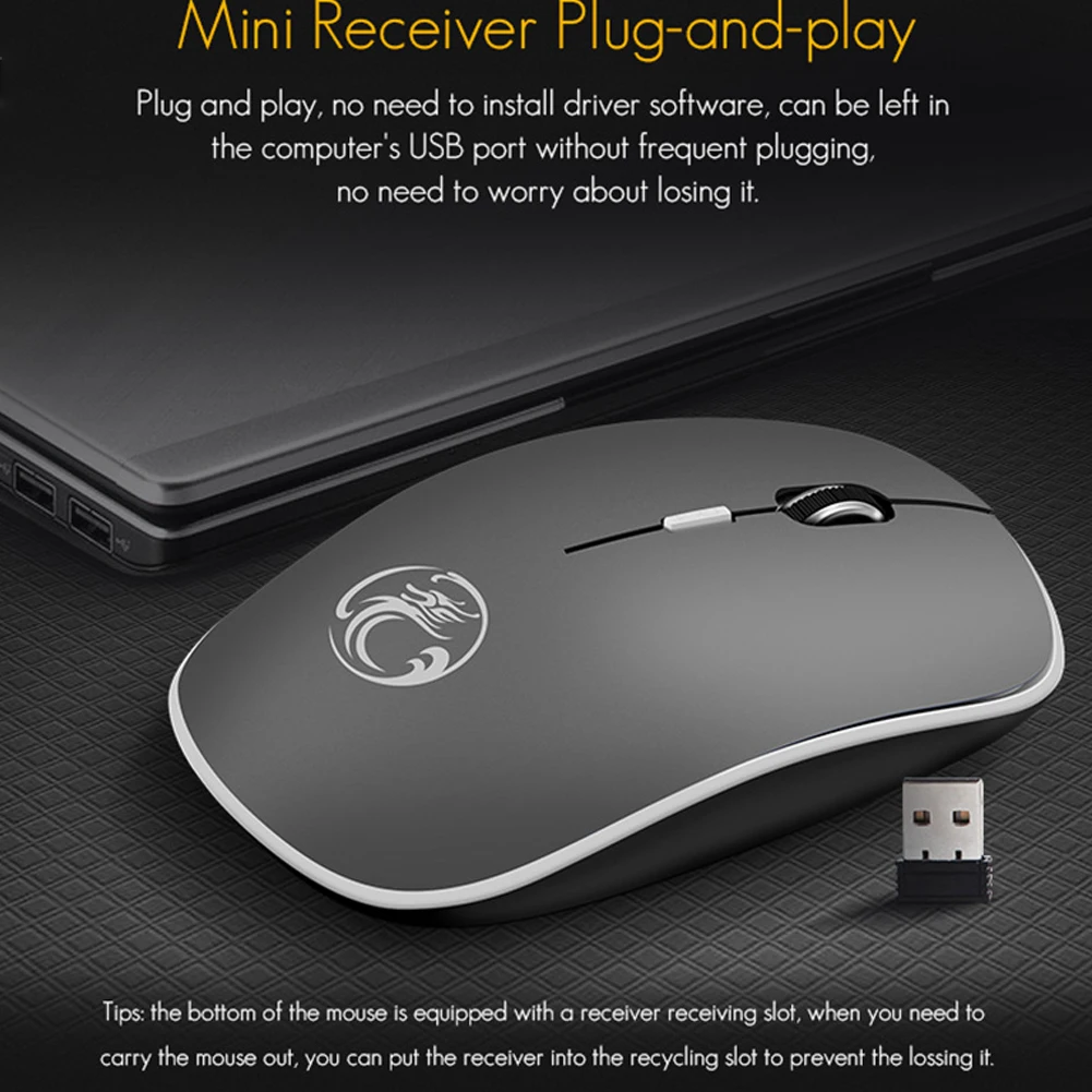 

2.4GHz 4 Keys Ergonomic Mute Optical Wireless Gaming Mouse Mice for PC Laptop