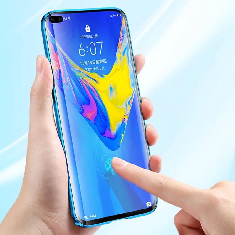Передний и задний стеклянный металлический магнитный чехол для Huawei Honor V30 Pro 8X 20