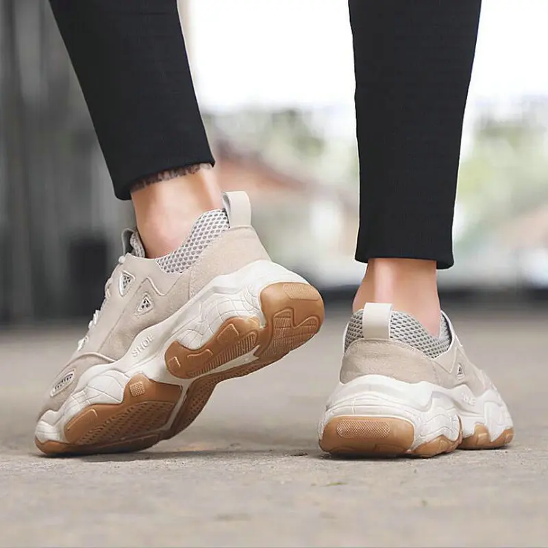 Новые осенние мужские дышащие кроссовки для бега спортивная обувь из сетчатого