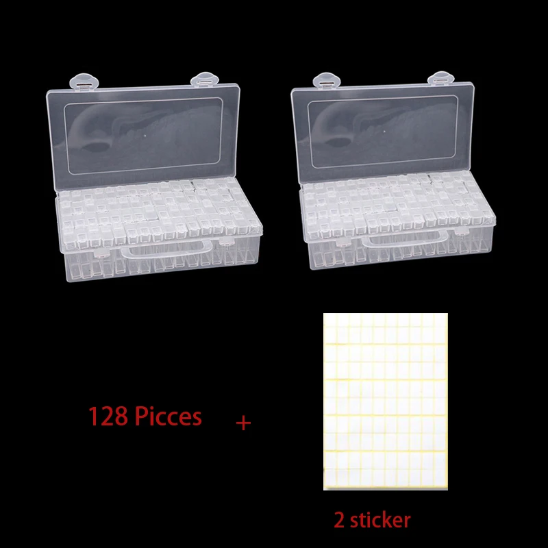 Контейнер пластиковый прозрачный прямоугольный для бусин 128 шт.|Коробки и ящики