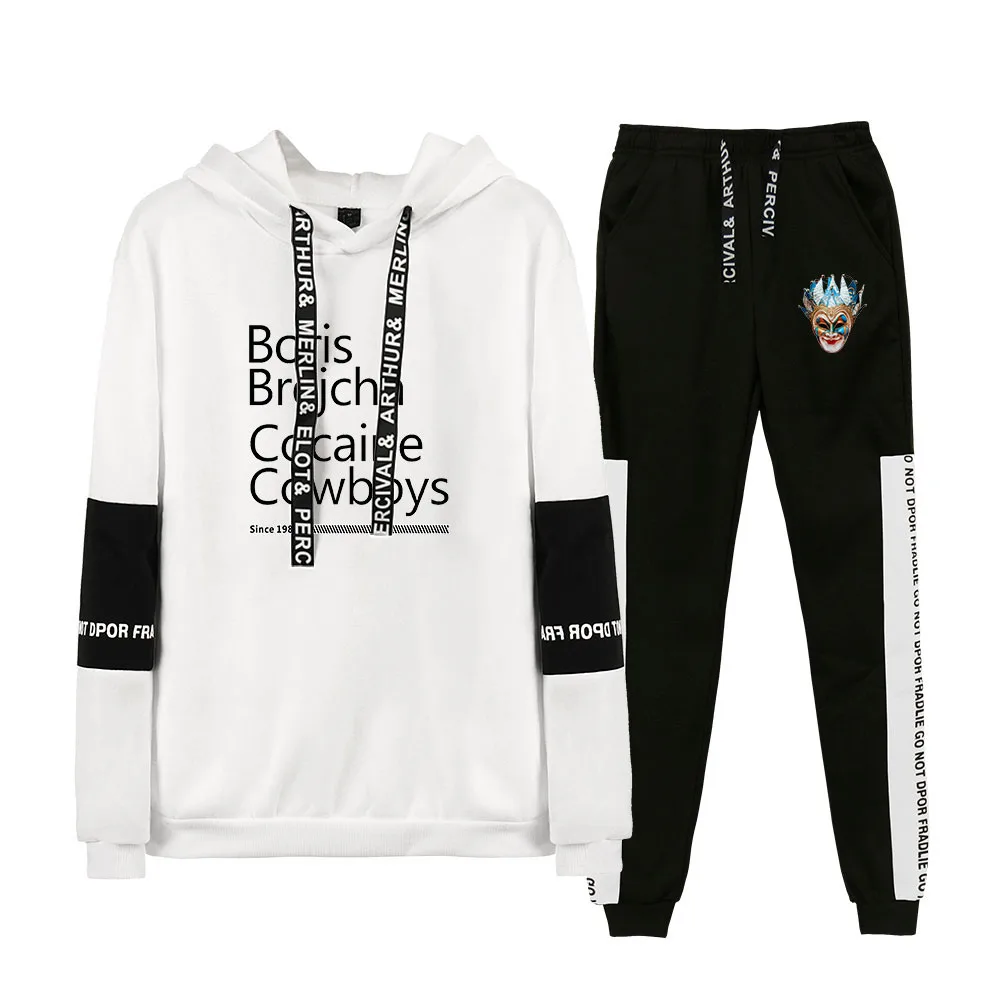 

Print BORIS BREJCHA spring new hot sale ing all-match casual all-match sport hoody sportswear sweatshirt trousers two-piece suit