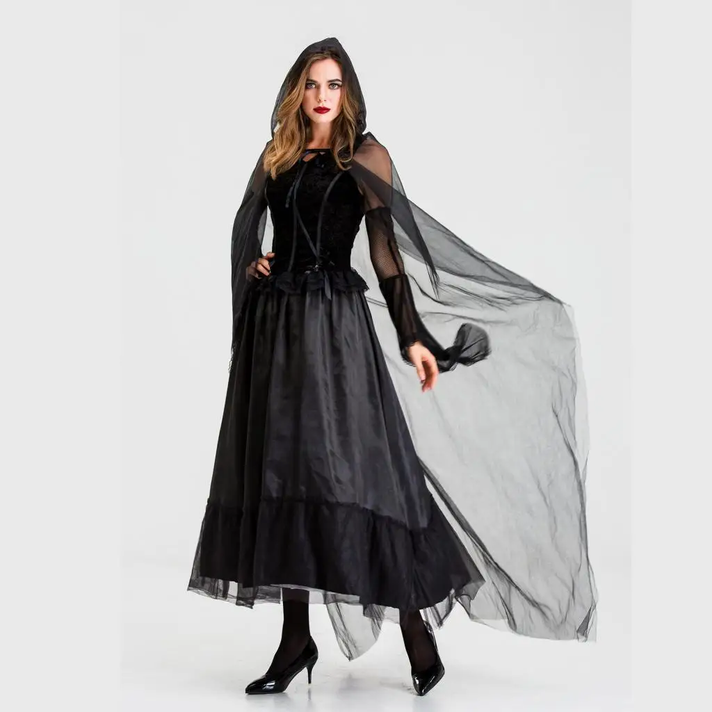 Женский классический костюм колдуньи на Хэллоуин нарядное платье ведьмы |