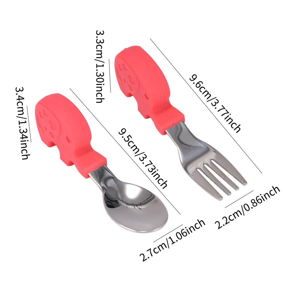 

Toddler Dinnerware Baby Gadgets Tableware Set Children Utensil Stainless Steel Cutlery Cartoon Infant Food Feeding Spoon Fork