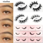Visofree натуральных длинных 3D ресницы серо-коричневого цвета с короткими норковые ресницы не тестировано на Поддельные ресницы естественный вид ресниц макияж для ресниц