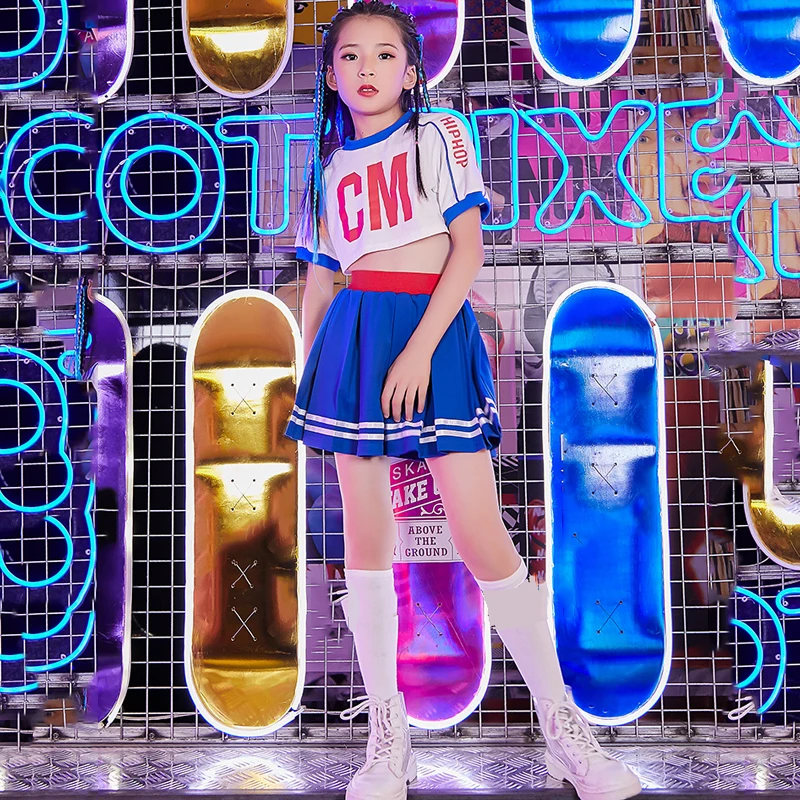 

AK Girls Jazz 2 Pieces Set Children's Jazz Dance Costumes for Girls Children Korean Stage Dance Clothes Hip Hop Costumes XS1067