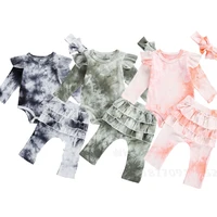 0 24m newborn infant baby tie dye clothes set baby boy girl long sleeve romper ruffles pants outfit autumn new born boy costumes