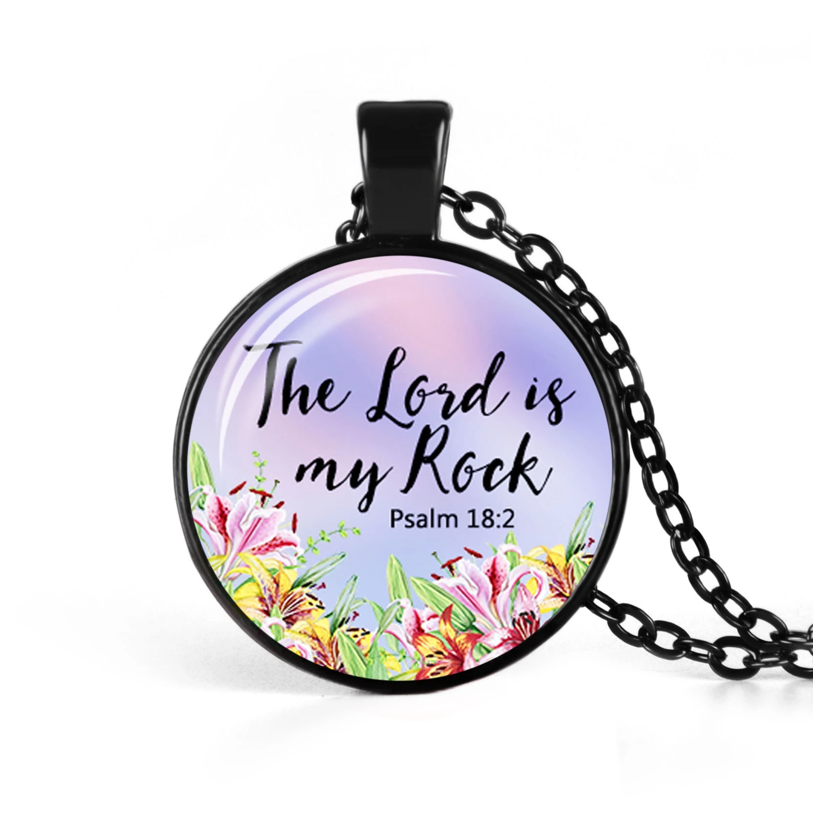 Черное ожерелье с текстом Библии и цитатой Бог удовлетворит все ваши потребности