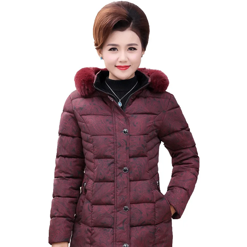 Middle-aged and Elderly Women's Jackets Cotton Coat 2020 Winter Jacket Coats Printed Parkas Grandma Outfit 4XL | Женская одежда