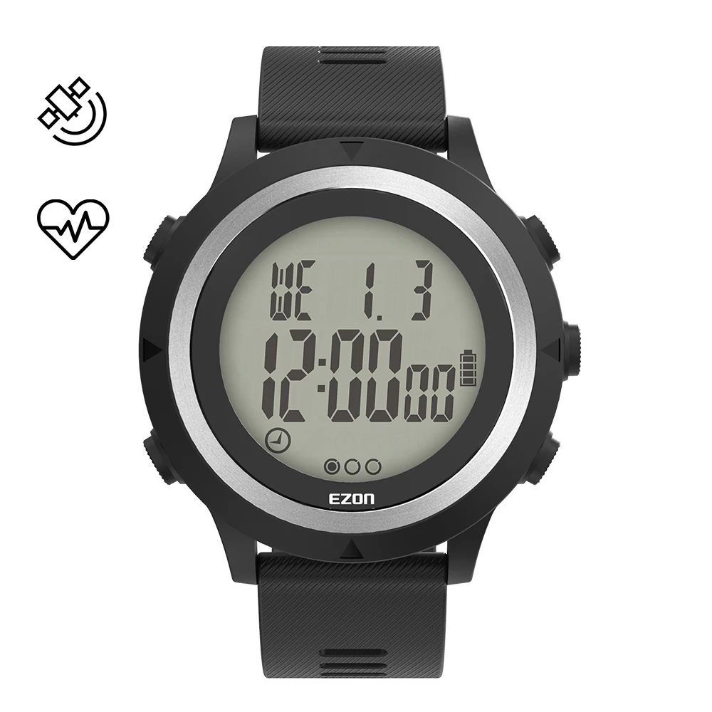 

Sport Running Watch Heart Rate Monitor GPS Large Display Fitness Pedometer EZON T909C Chronograph 5ATM Waterproof