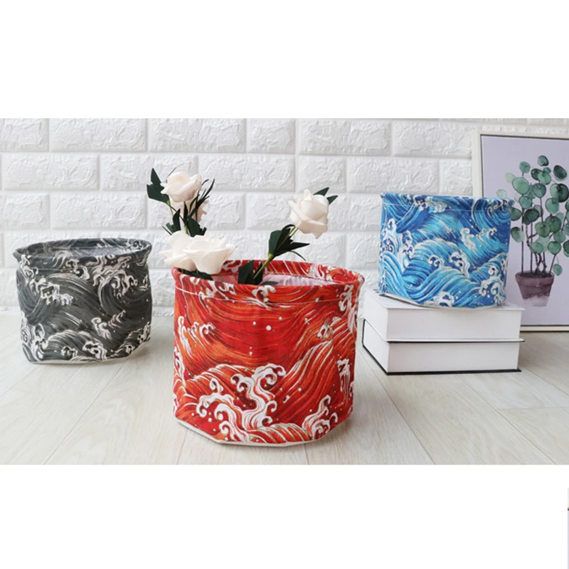 Cotton Linen Desktop Storage Basket Mini Cute Jewelry Scarf Socks Storage Bags Organizer 21X16CM