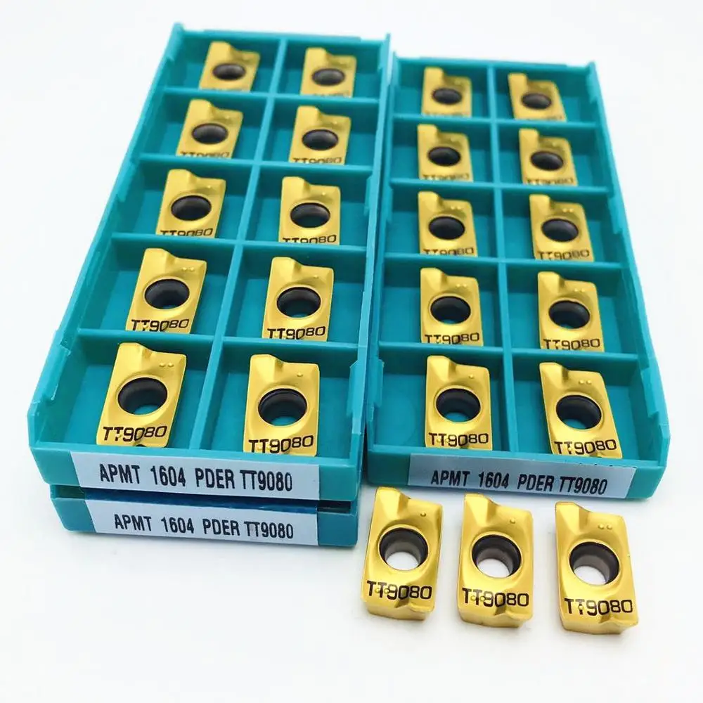 

10PCS carbide insert APMT1604 PDER TT9080 metal CNC APMT lathe parts tool APKT APKT1705 PER TT9080 for indexable milling cutter